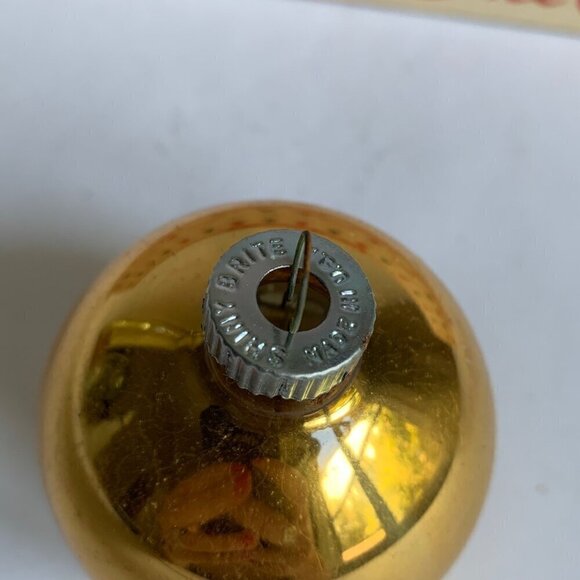 Shiny-Brite Glass Christmas Ornaments Box Vintage Gold 5 Bulbs - Picture 5 of 7